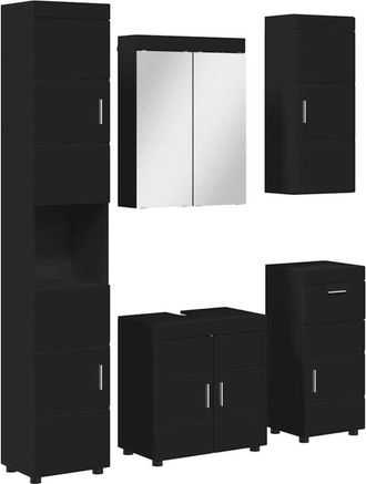 vidaXL Juego De Muebles De Ba&ntilde;o Tulum Negro Madera De Ingenier&iacute;a Vidaxl