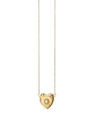 Monica Rich Kosann 18K yellow gold Secret Garden Heart multi-stone locket - women - 18kt Yellow Gold/Pink Sapphire/Blue Sapphire/Diamond - One Size