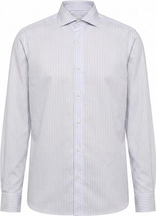 PESERICO Gestreept Poplin Shirt - Heren - Zakelijke Overhemden - Blauw - 2XL - Katoen - Overhemden
