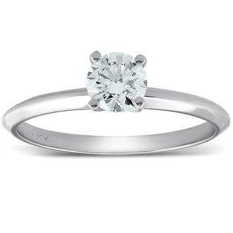 Pompeii3 1/3ct Round Solitaire Diamond Engagement Ring 14K White Gold Size: 6.5