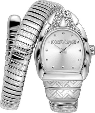 Roberto Cavalli Snake Wraparound Bracelet Watch, 25mm x 30mm in Silver at Nordstrom Rack