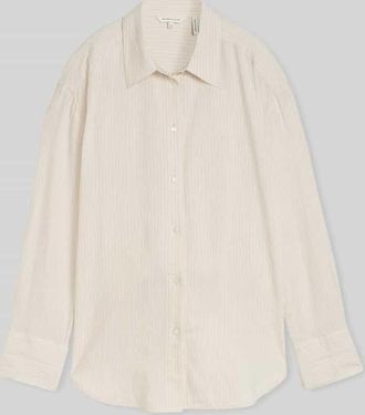 Tom Tailor Oversize Langarmbluse aus Leinen-Viskose-Mix in Beige, Gr&ouml;&szlig;e 34