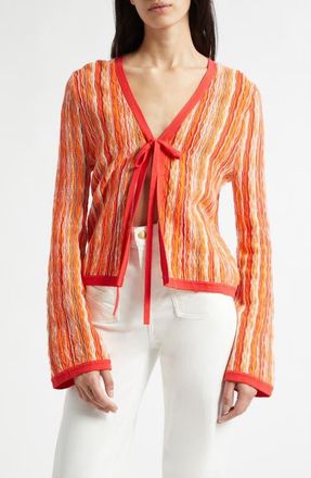 Ramy Brook Daniela Stripe Cardigan in Crimson Combo Stripe at Nordstrom, Size Xx-Small