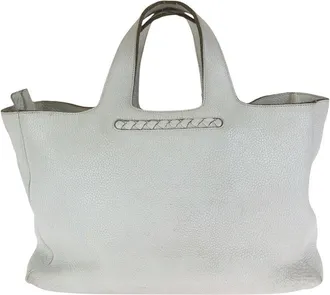 Bottega Veneta White Intrecciato Leather Tote (Authentic Pre-Loved)
