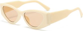 Generic Small Frame Outdoor Men Sunglasses Vacation Commuter Women Sun Glasses(Beige)