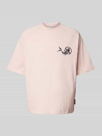 Carlo Colucci Oversized T-Shirt mit Label-Print in Rosa, Größe XXL