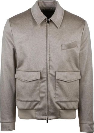LUIGI BORRELLI NAPOLI Beige Cashmere Aviator Jacket