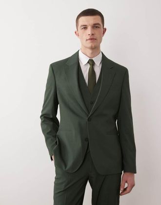 Asos Giacca da abito slim verde scura