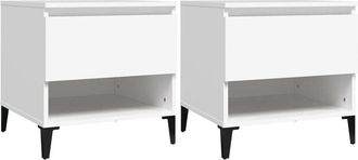 vidaXL Vidaxl - Mesitas de noche 2 uds madera contrachapada blanco 50x46x50 cm