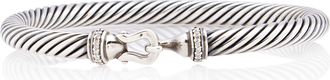 David Yurman Sterling Silver Pave Diamond Cable 5mm Buckle Bracelet