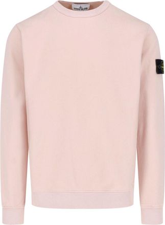 Stone Island Felpa In Cotone Rosa Compass