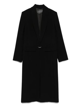 MUGLER single-breasted ring-fastening coat - women - Viscose/Virgin Wool/Cupro - 38 - Black