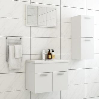 vidaXL Juego De Muebles De Ba&ntilde;o Madera De Ingenier&iacute;a Blanco Vidaxl