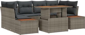vidaXL Vidaxl - Garden Dining Set Manual 7 pcs Grey, Brown 100 x 55 x 73 cm