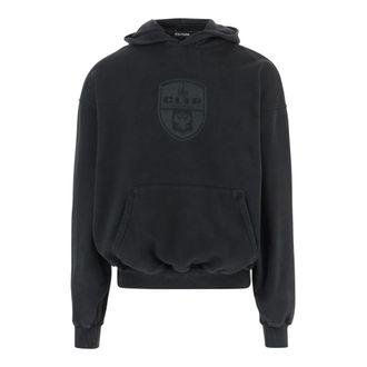 Cultura Hoodies, male, Black, Size: XL Cotton Sweatshirt with Logo