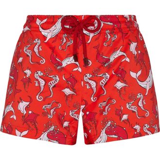 Vilebrequin Women Swim Shorts Whales Love in Poppy Red at Nordstrom, Size Medium