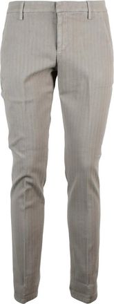 Dondup Grey Gaubert Textured Stretch Cotton Trousers