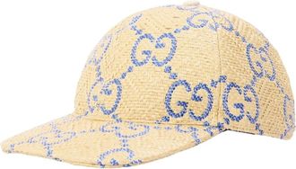 Gucci Raffia Effect GG Monogram Baseball Cap - Dames - Petten - Beige - M - Katoen - Accessoires