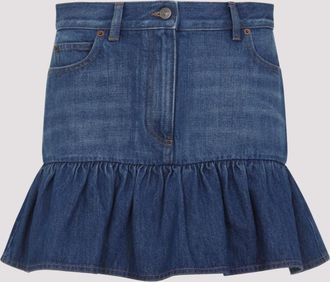 Valentino Garavani Blue Cotton Mini Skirt
