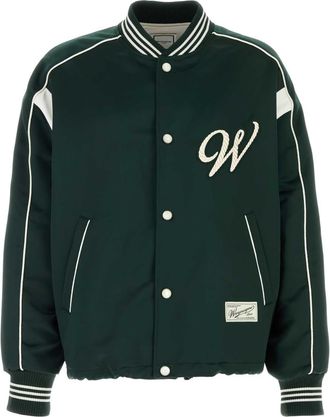Wooyoungmi Bottle Green Satin Bomber Jacket