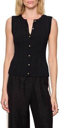 Sanctuary Manhattan Rib Knit Button-Up Sweater Tank in Black at Nordstrom, Size X-Small