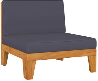 vidaXL Sofá seccional central con cojines madera de acacia gris oscuro vidaXL