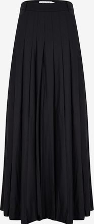 Self Portrait Langer plissierter Twill-Rock mit Seitenschlitz