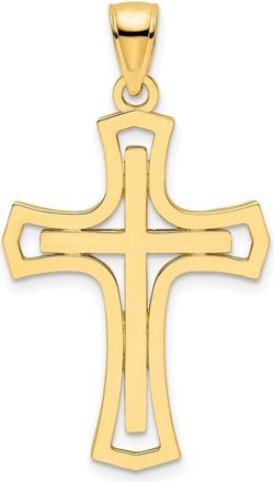 Diamond2Deal 14k Yellow Gold Polished Double Cross Pendant