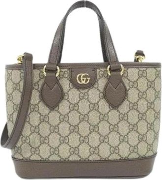 Gucci Pre-owned Vintage GG Supreme Canvas Handtas - Dames - Vintage Handtas - Beige - ONE Size - Leer - Vintage