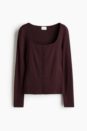 H&M Square-neck Top in Burgundy at Nordstrom, Size Xx-Large