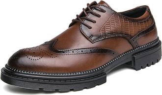 Generic Mens Dress Shoes Comfortable Business Casual Oxfords for Men Leather Dress Sneakers for Office Fomal Wedding,Brown,6.5 UK