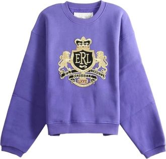 ERL Crest Crewneck Knit - Heren - Sweatshirts - Paars - L - Katoen - Hoodies & sweatvesten