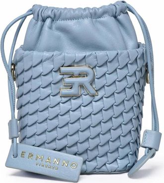 Ermanno Scervino Light Blue Polyurethane Bucket Teagan Bag
