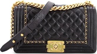 Chanel Jacket Boy Flap Bag Quilted Aged Calfskin Old Medium crossbody bag - Nero