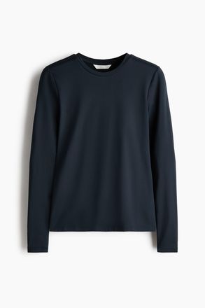 H&M Langarmshirt aus Mikrofaser - Dunkelblau