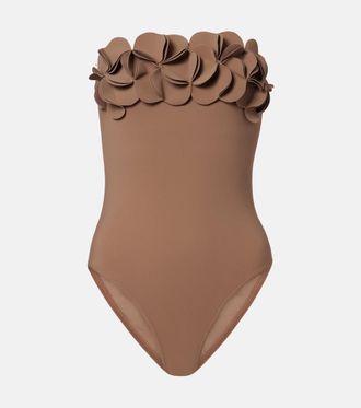 Karla Colletto Tess floral-appliqu&eacute; swimsuit