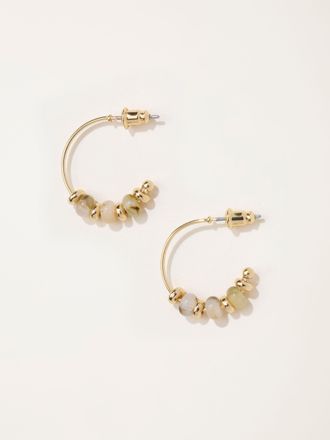 Fat Face FatFace Beaded Hoop Earrings in Natural