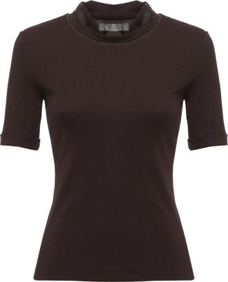 PANICALE Katoenen T-shirt - Dames - T-shirts - Bruin - XS - Katoen - Tops