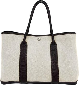Herm&egrave;s Brown Ivory Toile H Negonda Leather Tote Bag (Pre-Owned)