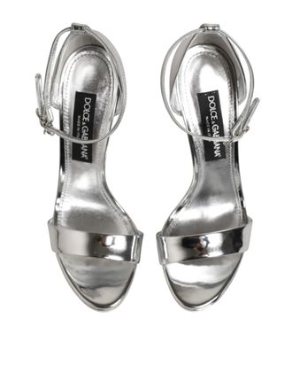 Dolce & Gabbana Womens Silver Leather Platform Keira Sandals Shoes Pl+pu