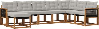 vidaXL Conjunto De Sof&aacute;s De Exterior 8 Uds. Natural Y Gris Claro Vidaxl