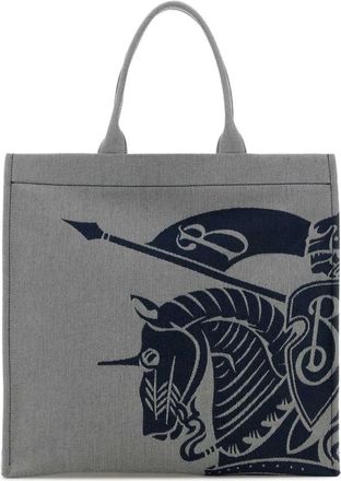 Burberry Geborduurde Canvas Shopper - Heren - Shoppers - Grijs - ONE Size - Katoen - Tassen