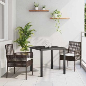 vidaXL Conjunto De Comedor De Jard&iacute;n Con Coj&iacute;n 3 Pcs Marr&oacute;n Polirat&aacute;n Vidaxl