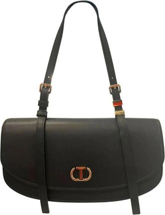 Twinset Shoulder Bags, female, Black, Size: ONE SIZE Monogram Clasp Shoulder Bag