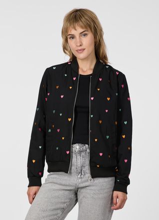 Ragwear Blouson RAGWEAR LUNARA HEARTS, Damen, Gr. XL, schwarz, Web, Obermaterial: 100% Polyester, bedruckt, normal, Jacken Blouson, Mit bunter Allover-Herzche