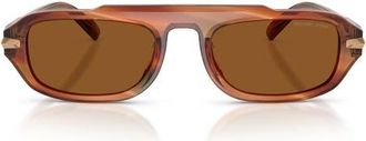 Michael Kors 55mm Watch Hill Oval Sunglasses in Brown Horn /Amber Mono at Nordstrom