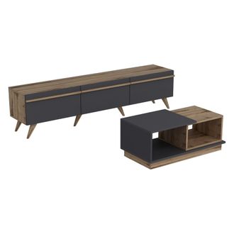 Dmora Muebles De Sala Lerici, Modular, 2 Estantes, 3 Puertas, Negro Antracita
