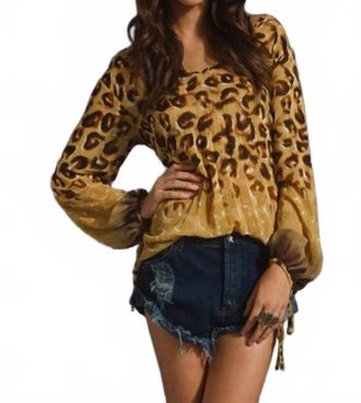 One Teaspoon Nengal Sunray Pleat Top In Leopard