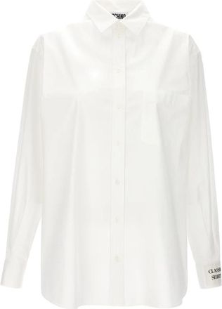 Moschino Stretch Katoen Poplin Overhemd - Dames - Overhemden - Wit - XL - Katoen - Overhemden