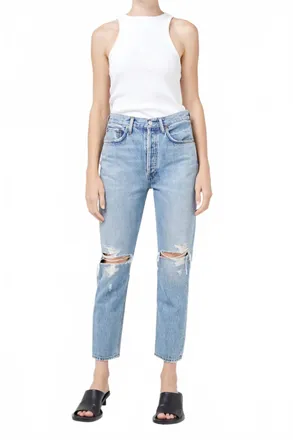 A Gold E Womens Riley High Rise Straight Crop Jean In Blitz